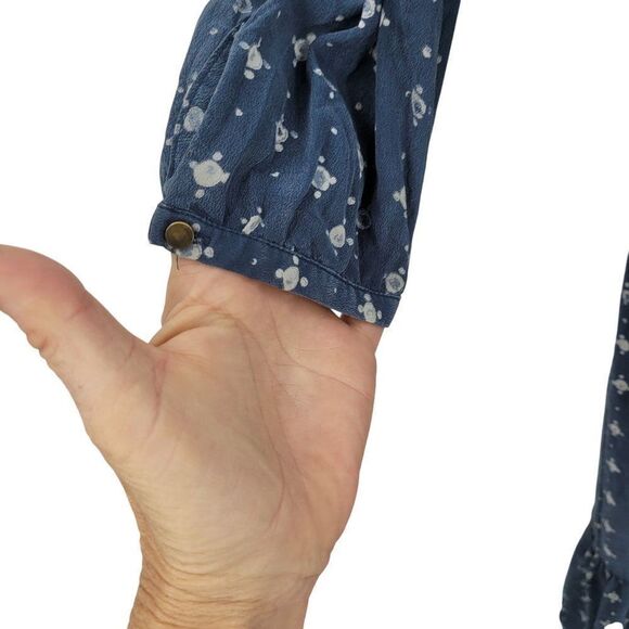 Madewell Womens Silk Medallion Dot Maxi Dress Blue Sz 4 Tiered Flowy Modest - Picture 10 of 15